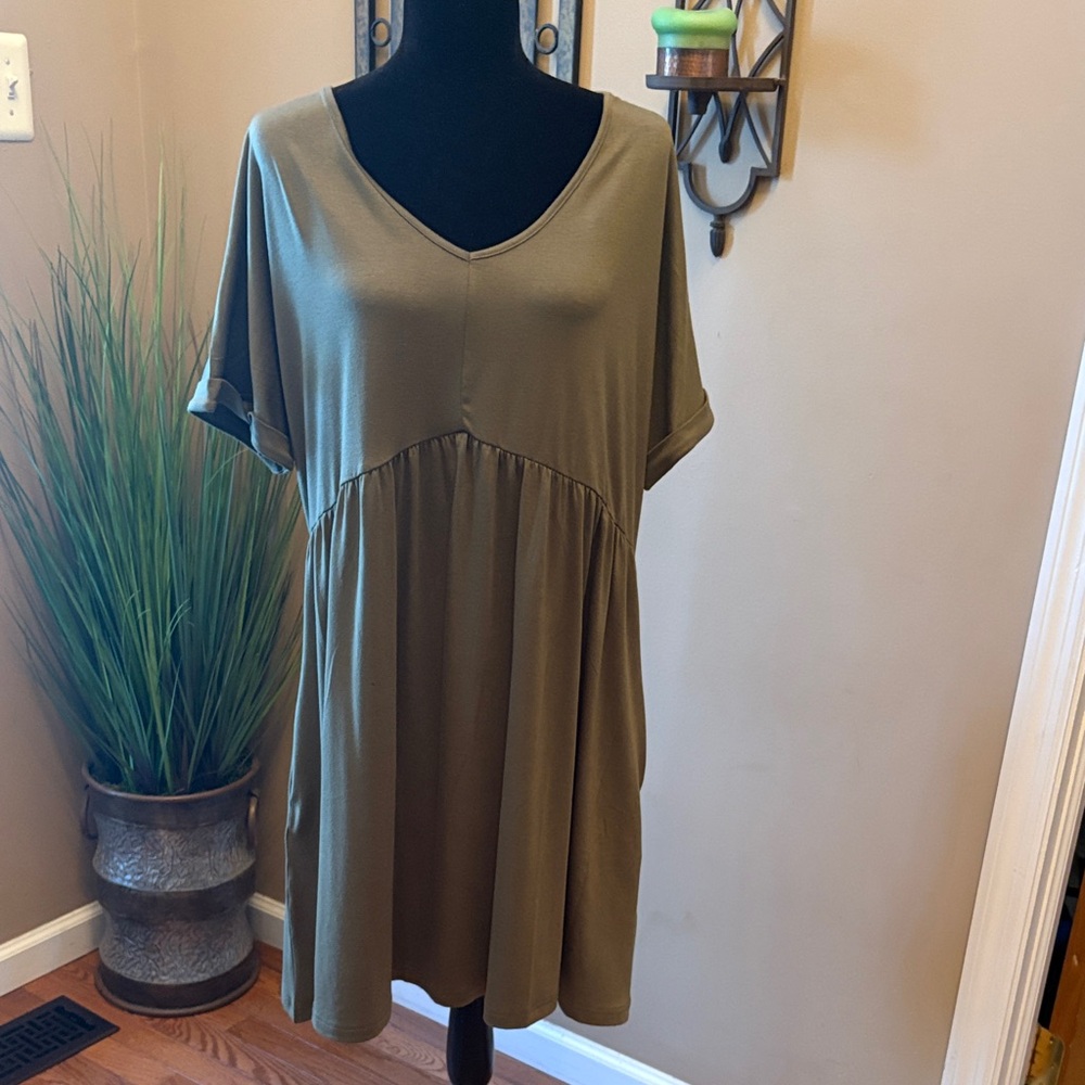 Jayscreate Olive Green Short Sleeve Dress